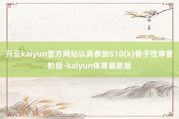 开云kaiyun官方网站认真参加510(k)骨子性审查阶段-kaiyun体育最新版