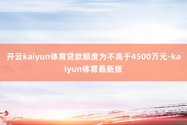 开云kaiyun体育贷款额度为不高于4500万元-kaiyun体育最新版