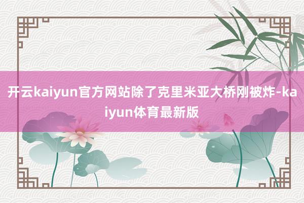 开云kaiyun官方网站除了克里米亚大桥刚被炸-kaiyun体育最新版