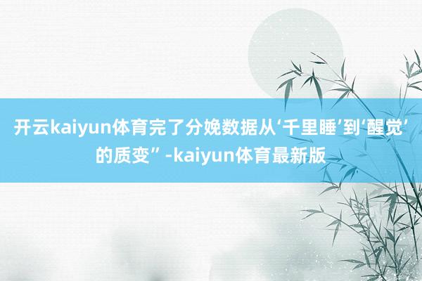 开云kaiyun体育完了分娩数据从‘千里睡’到‘醒觉’的质变”-kaiyun体育最新版