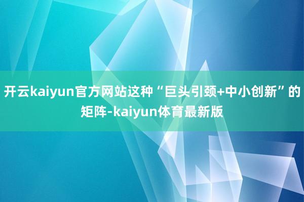 开云kaiyun官方网站这种“巨头引颈+中小创新”的矩阵-kaiyun体育最新版