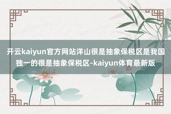开云kaiyun官方网站 洋山很是抽象保税区是我国独一的很是抽象保税区-kaiyun体育最新版