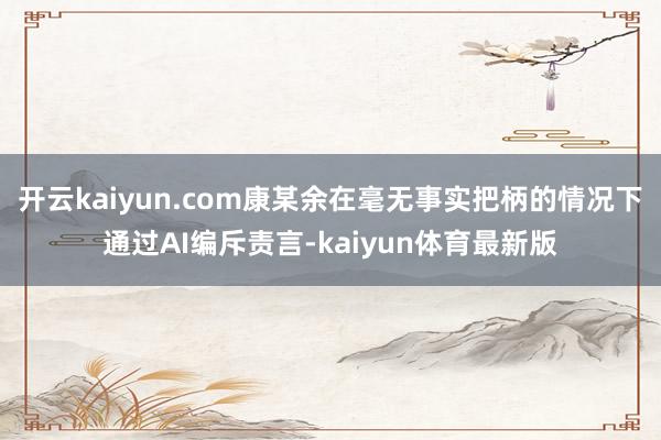 开云kaiyun.com康某余在毫无事实把柄的情况下通过AI编斥责言-kaiyun体育最新版