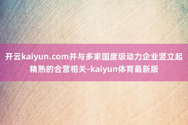 开云kaiyun.com并与多家国度级动力企业竖立起精熟的合营相关-kaiyun体育最新版