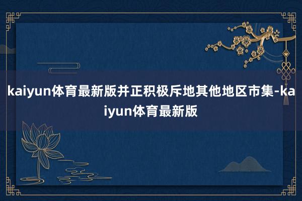 kaiyun体育最新版并正积极斥地其他地区市集-kaiyun体育最新版