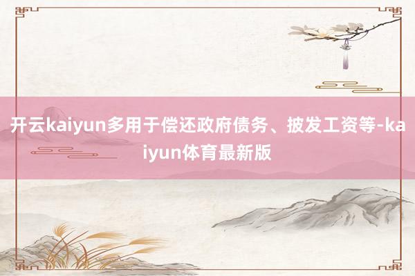 开云kaiyun多用于偿还政府债务、披发工资等-kaiyun体育最新版