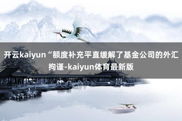 开云kaiyun“额度补充平直缓解了基金公司的外汇拘谨-kaiyun体育最新版
