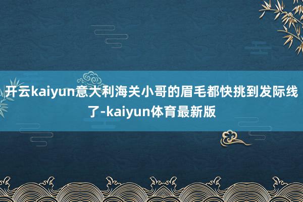 开云kaiyun意大利海关小哥的眉毛都快挑到发际线了-kaiyun体育最新版