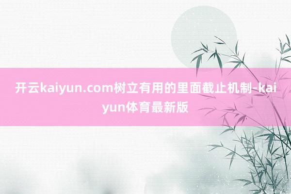 开云kaiyun.com树立有用的里面截止机制-kaiyun体育最新版